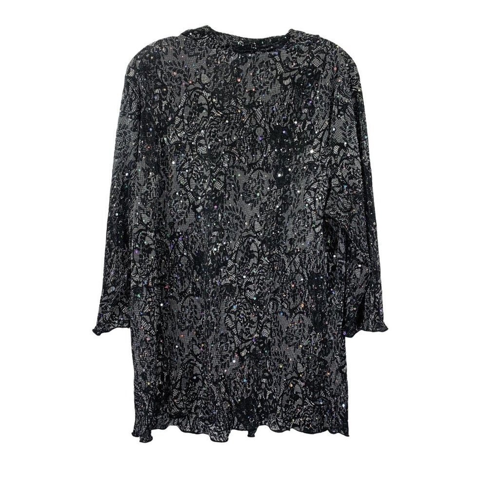 C.J. Banks Women's Black Sparkle Blouse - Picture 2 of 6
